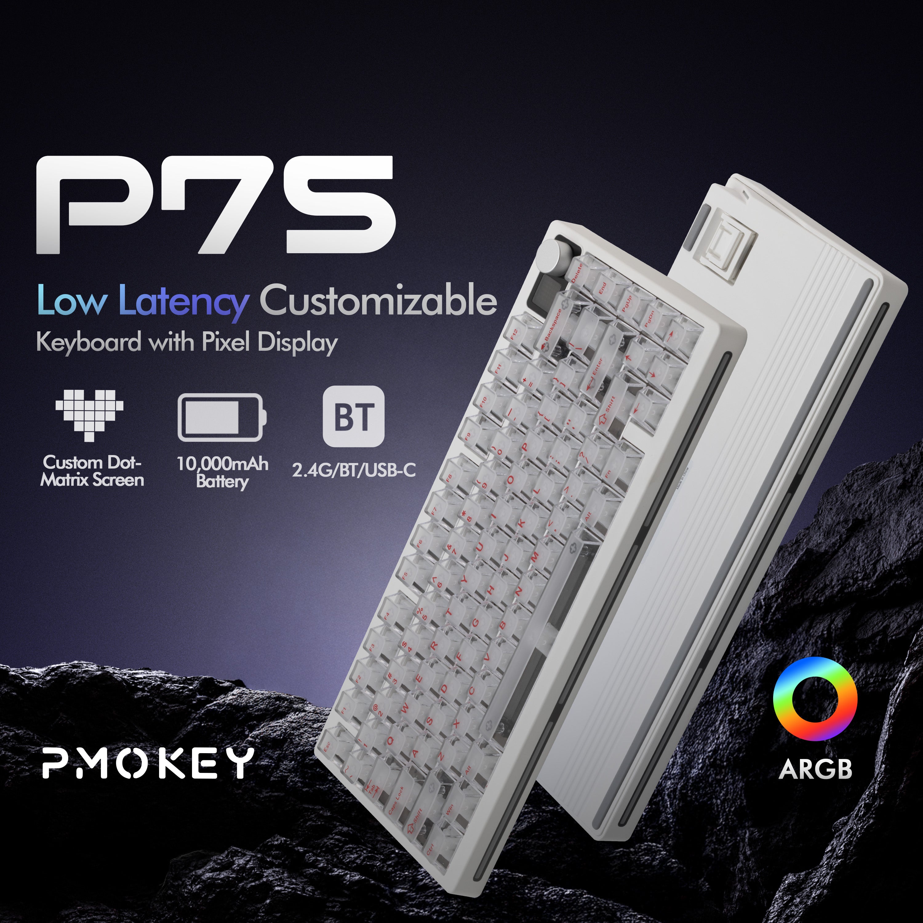 KEEBMONKEY x PMO P75 Transparent 75% Mechanical Keyboard with Knob