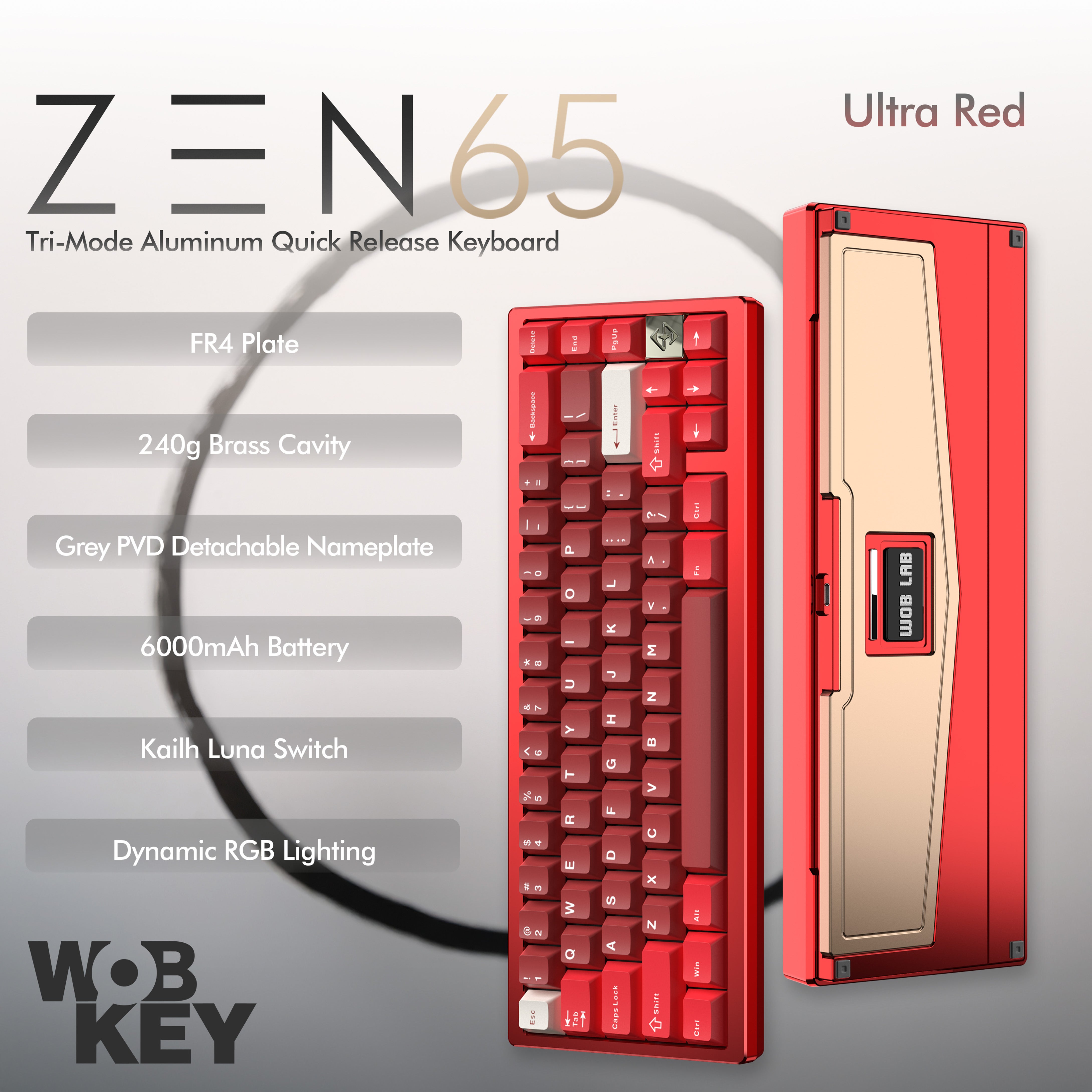 WOBKEY ZEN 65 メカニカルキーボード　3WAY接続 WOBKEY Zen 65 Quick Release Tri-Mode Mechanical Keyboard – KeebMonkey